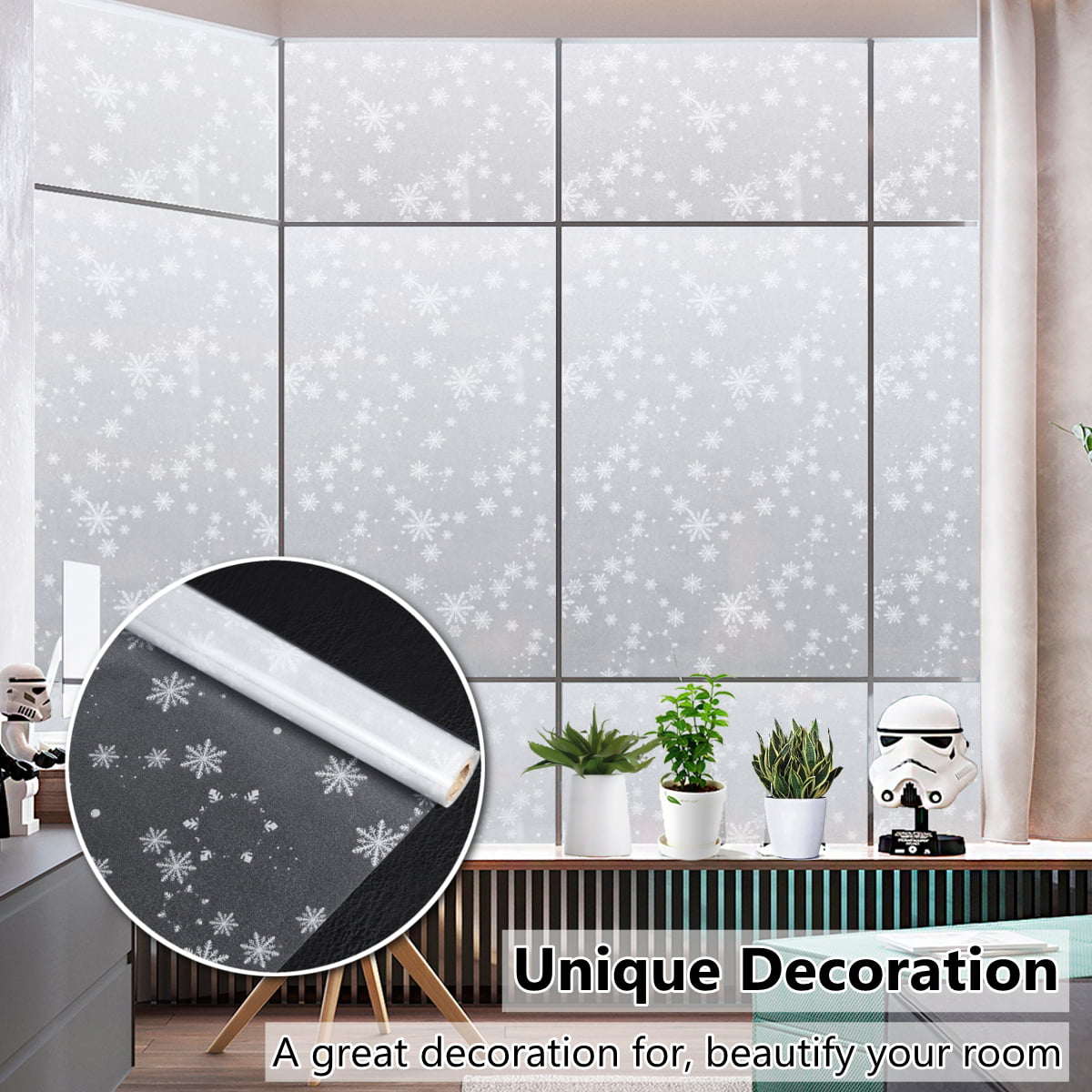 GRID Frosted Glass Film Static Cling Office Bedroom Bathroom Home Window Tint 
