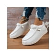 thumbnail image 3 of Sanviglor Womens Warm Loafers Plush Lined Flats Round Toe Casual Shoes Travel Cozy Non-slip Comfort Shoe Breathable Slip On Moccasins White With Lined 6.5, 3 of 8