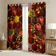 thumbnail image 2 of Manfei Chic Gold Leaf Blackout Curtains Set of 2 (52x84 Each),Modern Marble Aesthetic Window Curtains,Honeycomb Hexagon Print Curtains and Drapes For Adults,Luxury Bedroom Decor, 2 of 6
