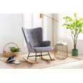 thumbnail image 5 of Guyou Modern Rocking Chair, Glider Nursery Chair with Tufted Wingback, Velvet Upholstered Accent Armchair for Living Room Bedroom Nursery, Grey, 5 of 10