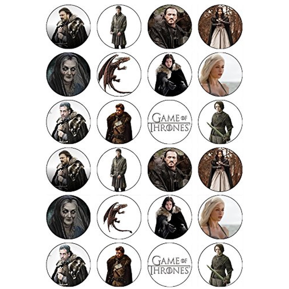24 Game of Thrones Edible Icing Image Cupcake Toppers - Walmart.com ...