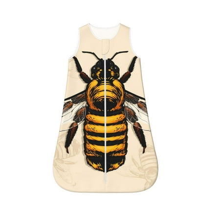 

Fotbe Honey Bee Pattern Sleep Sack - Baby Wearable Blanket with Zipper Extra Soft Cotton Sleeveless Sleeping Bag for Infants-X-Large