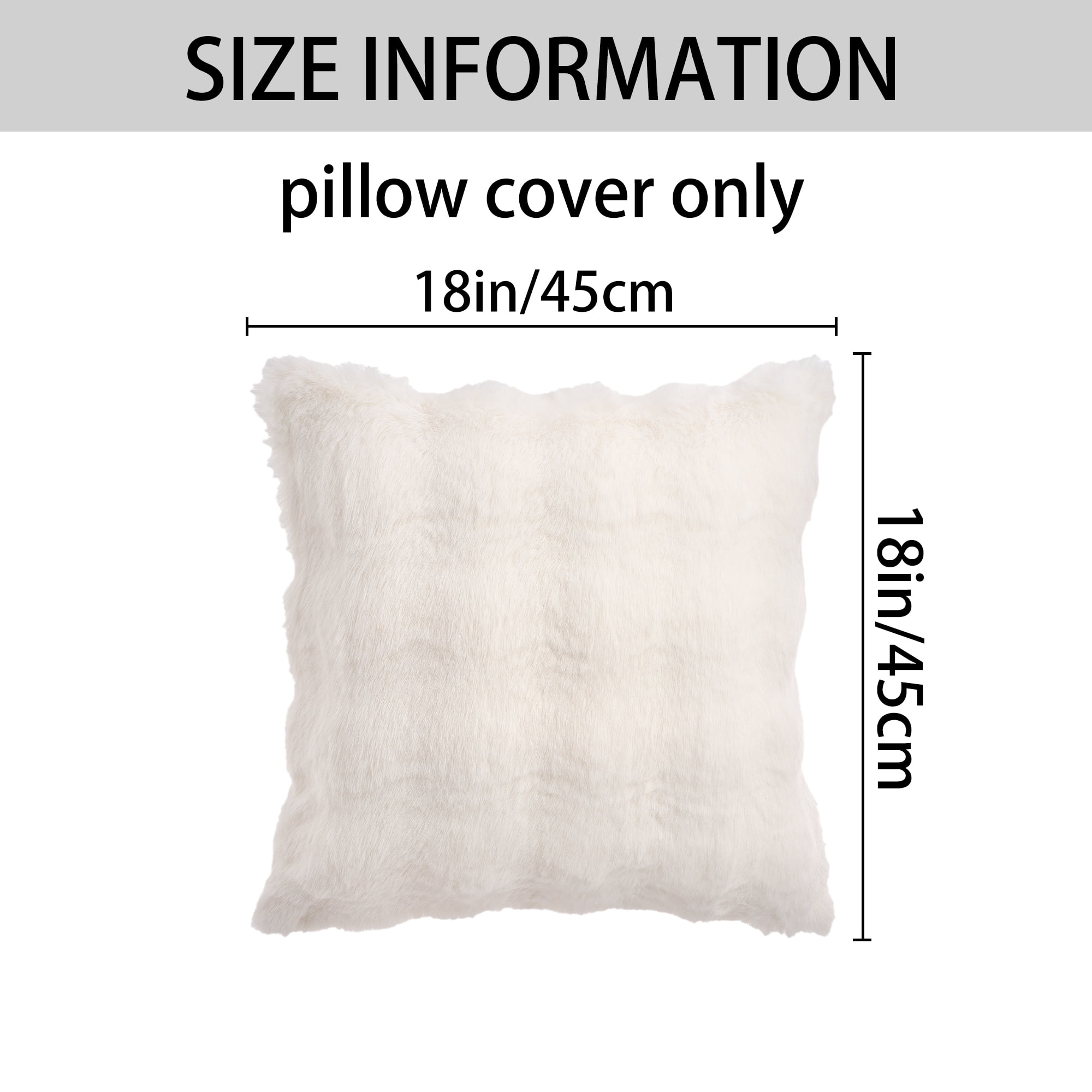 Unique Bargains 2pcs Soft Fluffy Pillow Covers for Living Room White 18" x 18"