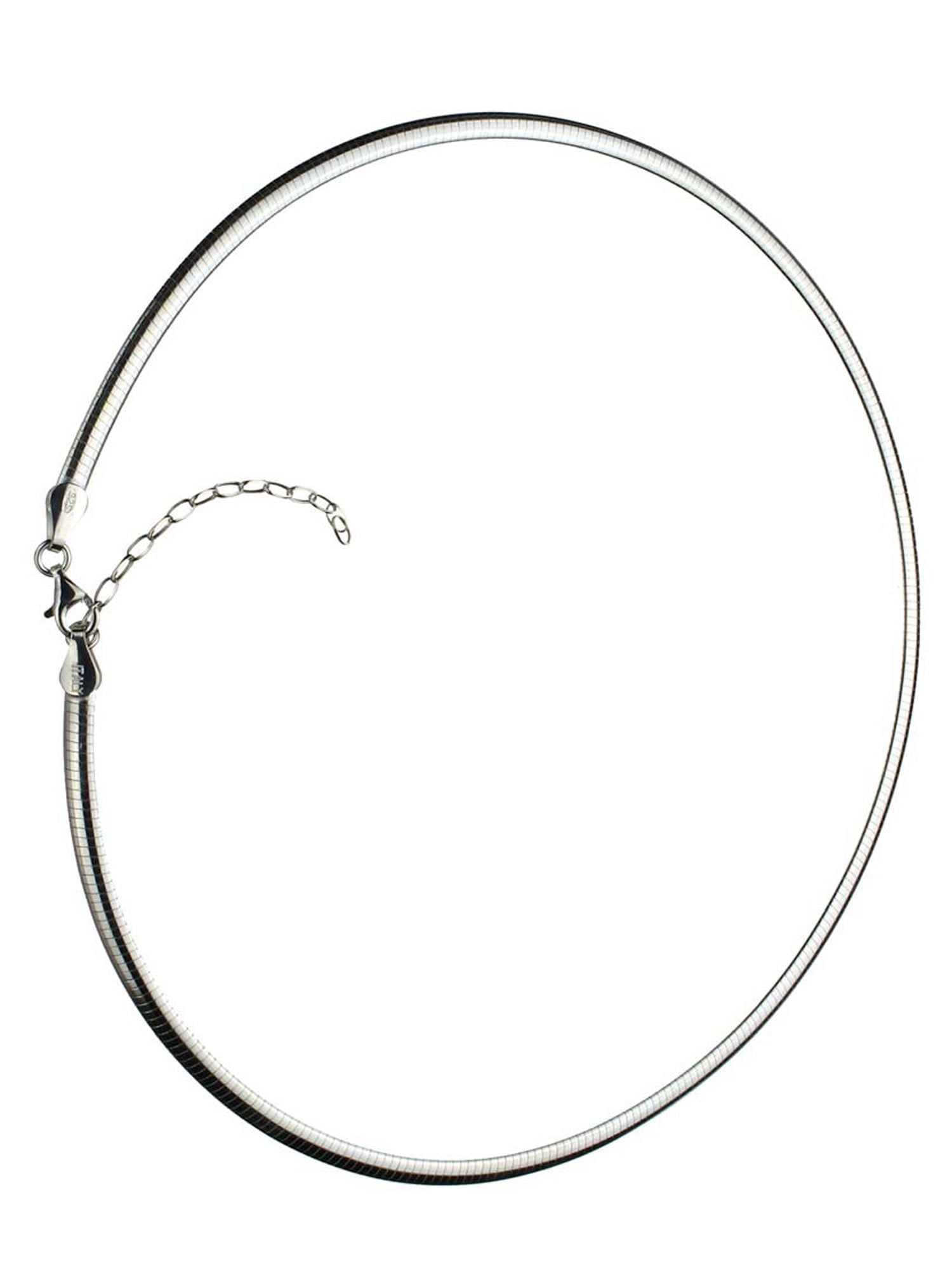 Sterling Silver 3.5mm Flat Oval Domed Omega Chain Necklace Italy 16"+2