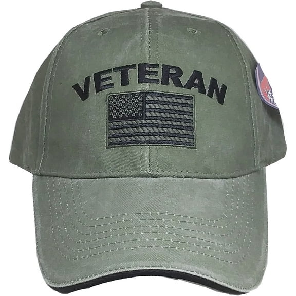Eagle Crest Military Veteran U.S. Flag Cap, Green, Adjustable