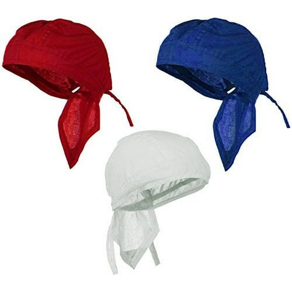 Doo-Rag Bundle Red White Blue Patriotic Flag Color Motorcycle Skull Caps Pack