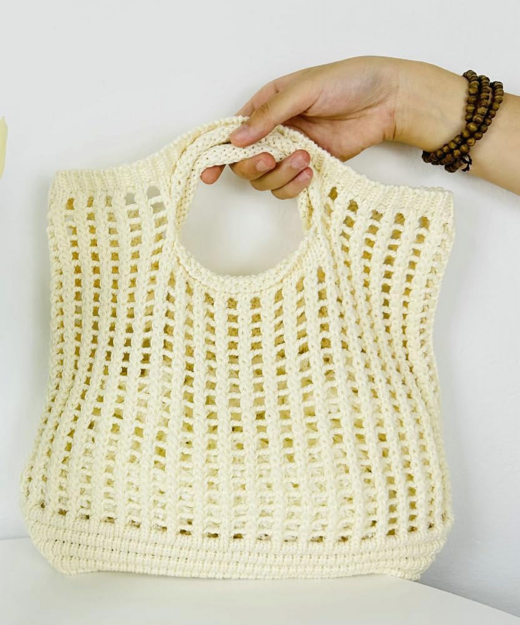 Kukuzhu Women's Handwoven Aesthetic Tote Bag Crochet Handbag Cute Knitted Mesh Beach Bag for Summer Vocation Shopping