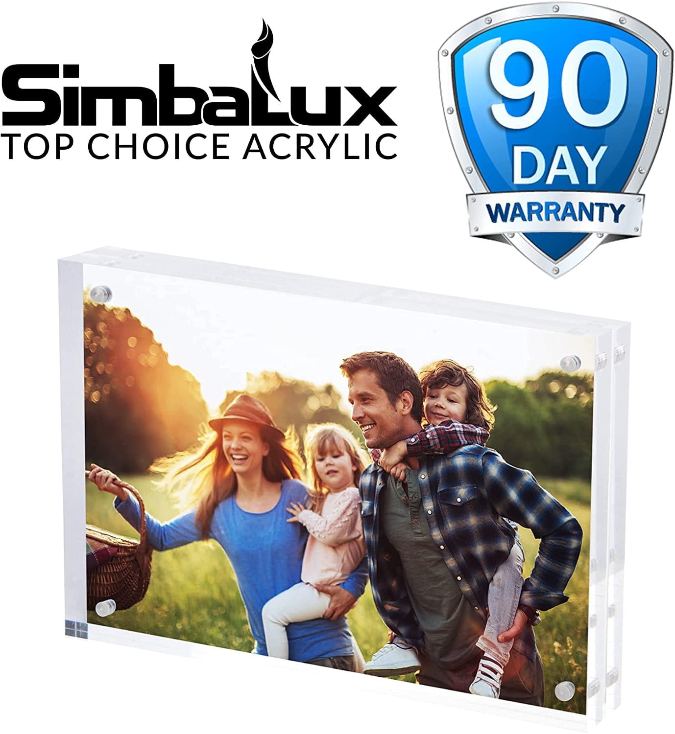 SimbaLux Magnetic Acrylic Photo Frame 4 in x 6 in Free-Standing Clear Desktop Floating Display, Pack of 3