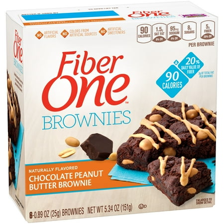 Fiber One 90 Calorie Brownie Chocolate Peanut Butter 6 - 0.89 oz Brownies