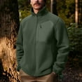 thumbnail image 2 of CharmCyan Men Full Zip Fleece Jacket Lightweight Warm Outdoor Stand Collar Softshell Windproof Casual Coat for Hiking Travel Work Green L, 2 of 2