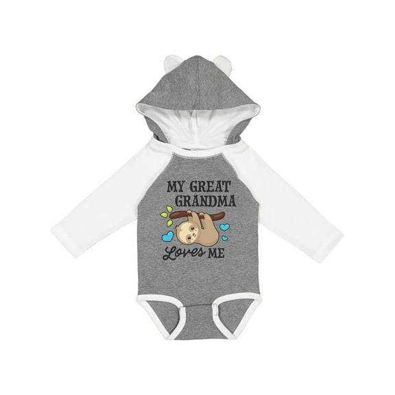Inktastic My Great Grandma Loves Me with Sloth and Hearts Boys or Girls Long Sleeve Baby Bodysuit