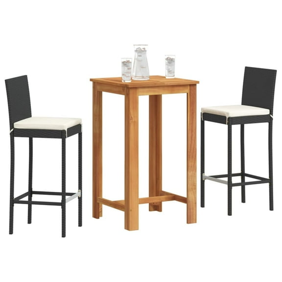vidaXL Patio Bar Set Outdoor Garden Furniture Solid Wood Acacia and Poly Rattan