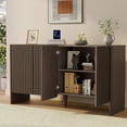 thumbnail image 2 of TopComfy 55" Sideboard Buffet Cabinet with 4 Doors, Coffee Bar Storage Cabinet with Adjustable Shelves Curved Edge MDF Display Cabinet for Kitchen Dining Room, Dark Walnut, 2 of 8