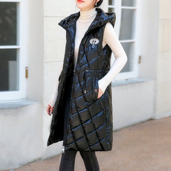 Womens Mid Length Puffer Vest Sleeveless For Winter Layered Warmth Womens Winter Coats