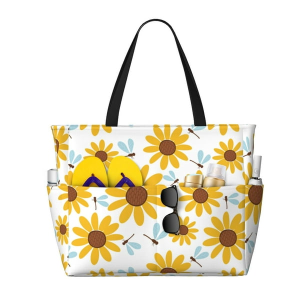 Easygdp Sunflowers Bolsa de Viaje de Playa de Gran Capacidad, Bolsa Tote Perfecta para la Playa, Escapadas de Fin de Semana y Viajes