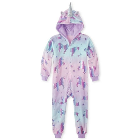 

The Children s Place Baby Girls Long Sleeve Fleece Zip Up Onesie Pajama Unicorn FOIL Medium (7/8)