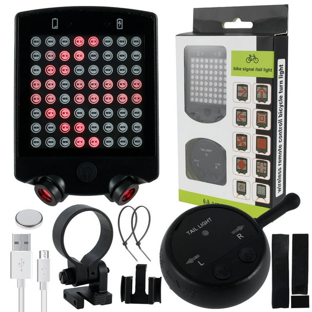 LED Bike Rear Turn Signal Light with Wireless Remote Control USB Rechargeable Bike Tail Light IP55 Waterproof Bicycle Br