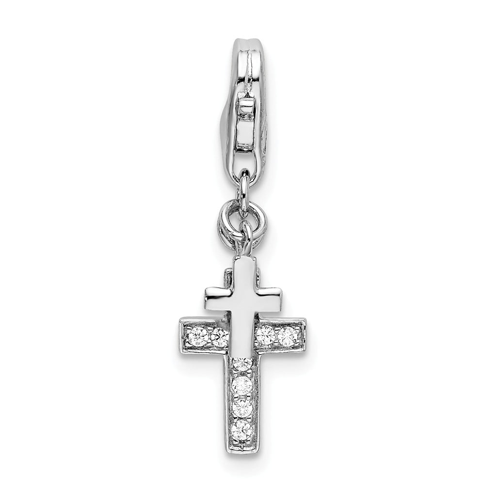 925 Sterling Silver Polished Rhodium-plated Lobster Claw Closure and Cubic Zirconia Necklace 17 Inch 925 Sterling Silver Polished Rhodium-plated Lobster Claw Closure and Cubic Zirconia Necklace 17 Inch