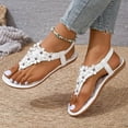 thumbnail image 3 of Flower Flip Flop Sandals for Women 2025 Summer Beach Casual Leather Flats Gladiator Thong Dress Sandals, 3 of 9