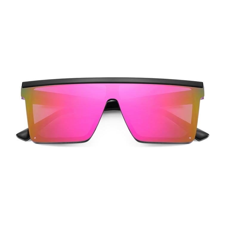 FEISEDY Women Men Flat Top Shield Sunglasses Oversized Square Rimless Shades  UV400 B2470 