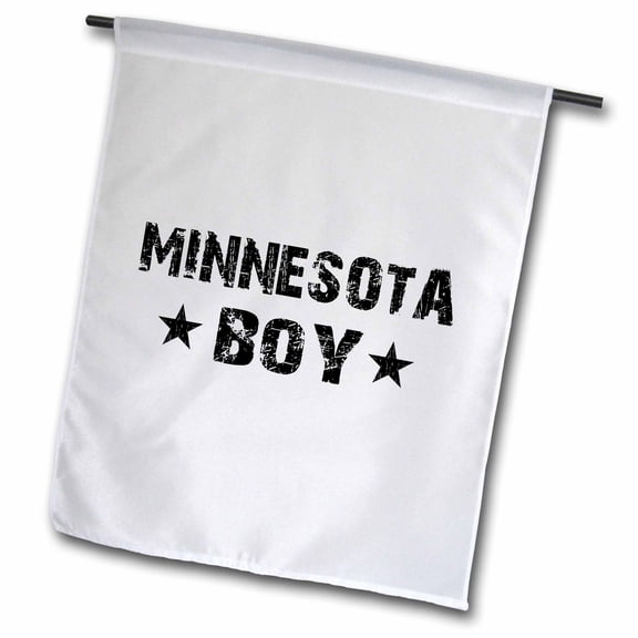 3dRose, Minnesota Boy - home state pride - USA - United States of America - black and white text and stars, 12 x 18 inch Garden Flag