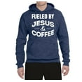 thumbnail image 2 of Fueled by Jesus and Coffee Funny Christian | Mens Inspirational/Christian Hooded Sweatshirt Graphic Hoodie, Vintage Heather Navy, Large, 2 of 3