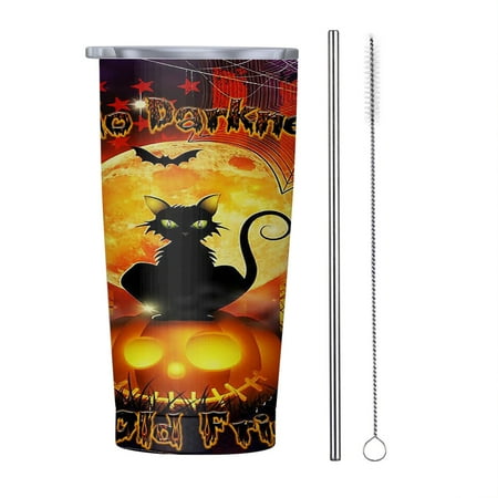 

Hello Darkness Cat Halloween 20oz Tumbler Insulated Stainless Steel Water Bottle Portable Travel Coffee Tea Mug Cup