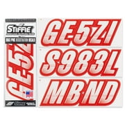 STIFFIE Techtron White/Red 3" Alpha-Numeric Identification Custom Kit Registration Numbers & Letters Marine Stickers Decals for Boats & Personal Watercraft PWC