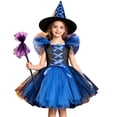 thumbnail image 3 of NordicNest Halloween Dress for Girls Playful Mesh Fly Sleeve Puffy Dress for Theme Party Holiday Clothes Blue,10-12 Years, 3 of 3