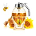 thumbnail image 1 of Dispensador de miel, dispensador de jarabe, hermoso tarro de miel en forma de panal, tarro de miel con soporte, 1 of 4