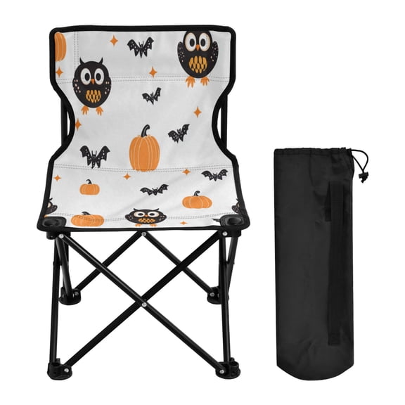 600D Oxford Camping Chair Portable Foldable Chair Supports 220 lbs for Picnic, Fishing, Backpacking Halloween Owls and Pumpkins Pattern