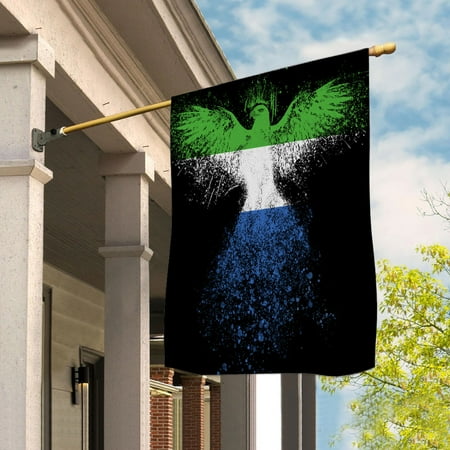 Sierra Leonean Flag With Eagle Painting - Proud Sierra Leone House Flag (29.5x39.5) Double-Sided Decorative Polyester Indoor/Outdoor Flag