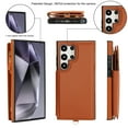 thumbnail image 4 of Wallet Case for Samsung Galaxy S23 Ultra, with Crossbody Shoulder Strap & Hand Wrist Cards Holder Zipper Pocket Stand Feature Protective Shockpoof Phone Case for Samsung Galaxy S23 Ultra,Brown, 4 of 7