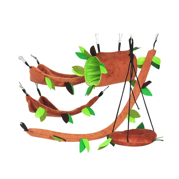 MLINS  5 Pcs Hamster Toy Set Toys Hammocks for Rats Suspension Brown