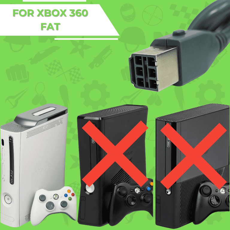 Old Skool Xbox 360 AC Adapter Power Supply Cord, 10+ ft, Not Slim