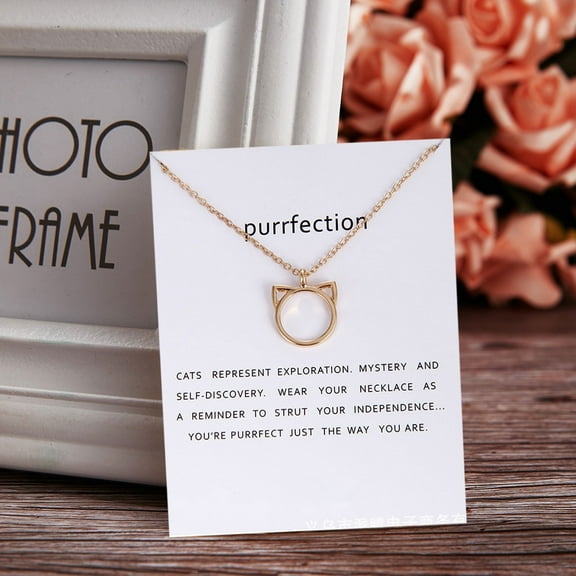 Pendant Necklace for Women Fashion Jewelry Purrfection Cat Ear Alloy Pendant Short Necklace Women Gift