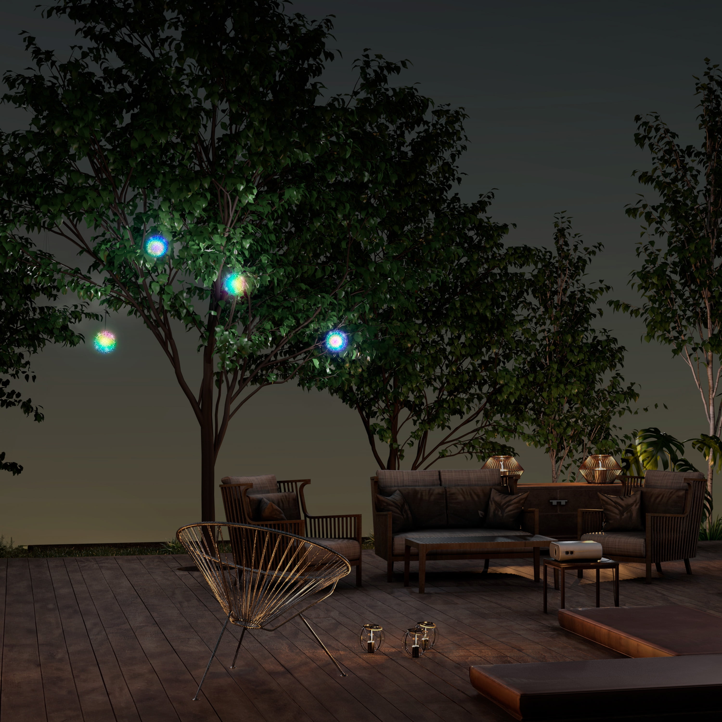 Feit Electric Outdoor 16' Foot 4-Light Smart Snowflake-Sphere Bulb String Light