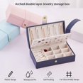 thumbnail image 2 of Navy Blue Jewelry Box Double Layer Travel Synthetic Leather Jewelry Cabinet Gift Box for Women, 2 of 4