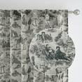 thumbnail image 2 of DriftAway 100% Blackout Toile Linen Curtains for Bedroom Double Layer Farmhouse French Country Vintage Printed Pattern Thermal Sound Lined Back Tab Living Room Drapes 72 inch Length 2 Panels Black, 2 of 8