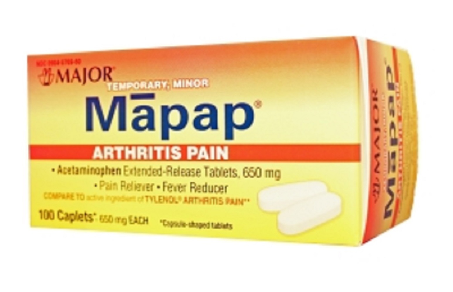Major Mapap Arthritis Pain Caplet Acetaminophen-650 Mg White 100 Caplets Upc 309045769607 