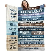 Gifts for Husband from Wife to My Husband Blanket Wedding Anniversary Romantic Gifts for Husband Birthday Christmas Valentine's Father’s Day Healing Thoughts Blanket Presents for Him 60" x 50"