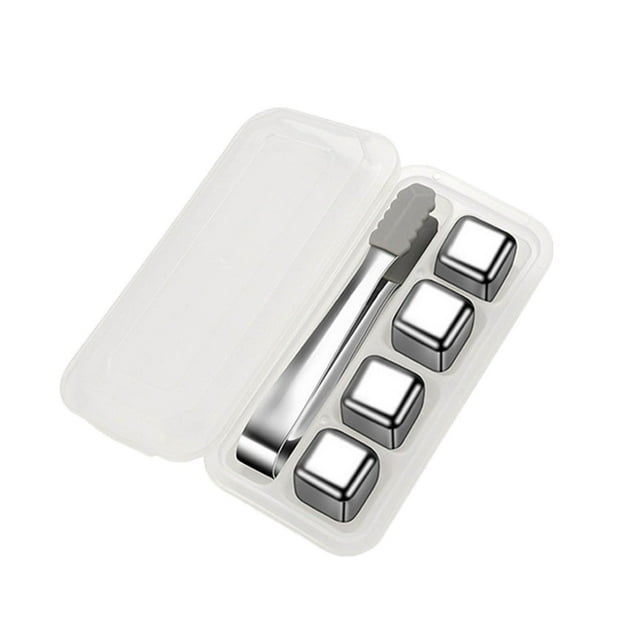 Pour Accessoires Cubes en Acier Inoxydable Réutilisables avec Rangement pour Congélateur et Pinces Pierre de Glace en Métal Durable pour Boissons