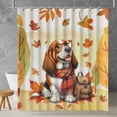 thumbnail image 2 of Welcome Fall Basset Hound Enjoys School Time Autumn Fall Leaves Shower Curtain Bassets Dog Breed Lovers Gifts Idea Waterproof Bathroom Bathtub Curtain - 02013, 2 of 5