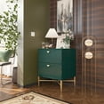 thumbnail image 3 of Boyel Living Nightstand with 2 Drawers, Modern X-shaped Leg Night Stand Ripple-Like Surface Wood Bedside Table for Living Room Bedroom,Green, 3 of 8