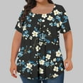 thumbnail image 2 of Perfectbot Women Blouses Summer Print Square Neck Short Sleeve Plus Size Pleated Shirts,L-5XL, 2 of 4