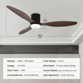 thumbnail image 3 of 52 Inch Smart Ceiling Fan with Light, Remote & App Control, 6 Speeds, Dimmable LED, Quiet DC Motor, Low Profile for Bedroom Living Room, 3 of 10
