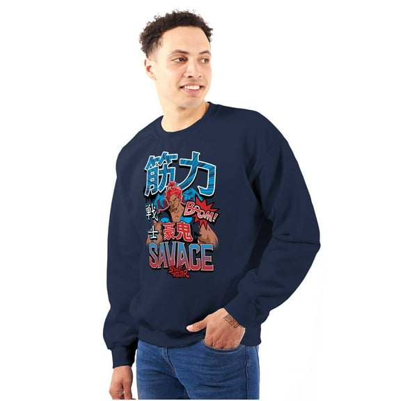 Kanji Street Fighter Savage Akuma Men's Crewneck Sweatshirt Brisco Brands S