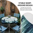 thumbnail image 2 of Turquoise Forest Round Tablecloth for 36-44 Inch Tables, Fitted Table Cover with Elastic Edge, Mountains Birds Fog Tree Scenery Waterproof Outdoor Table Cloth Protector for Patio Garden Dinner Picnic, 2 of 9