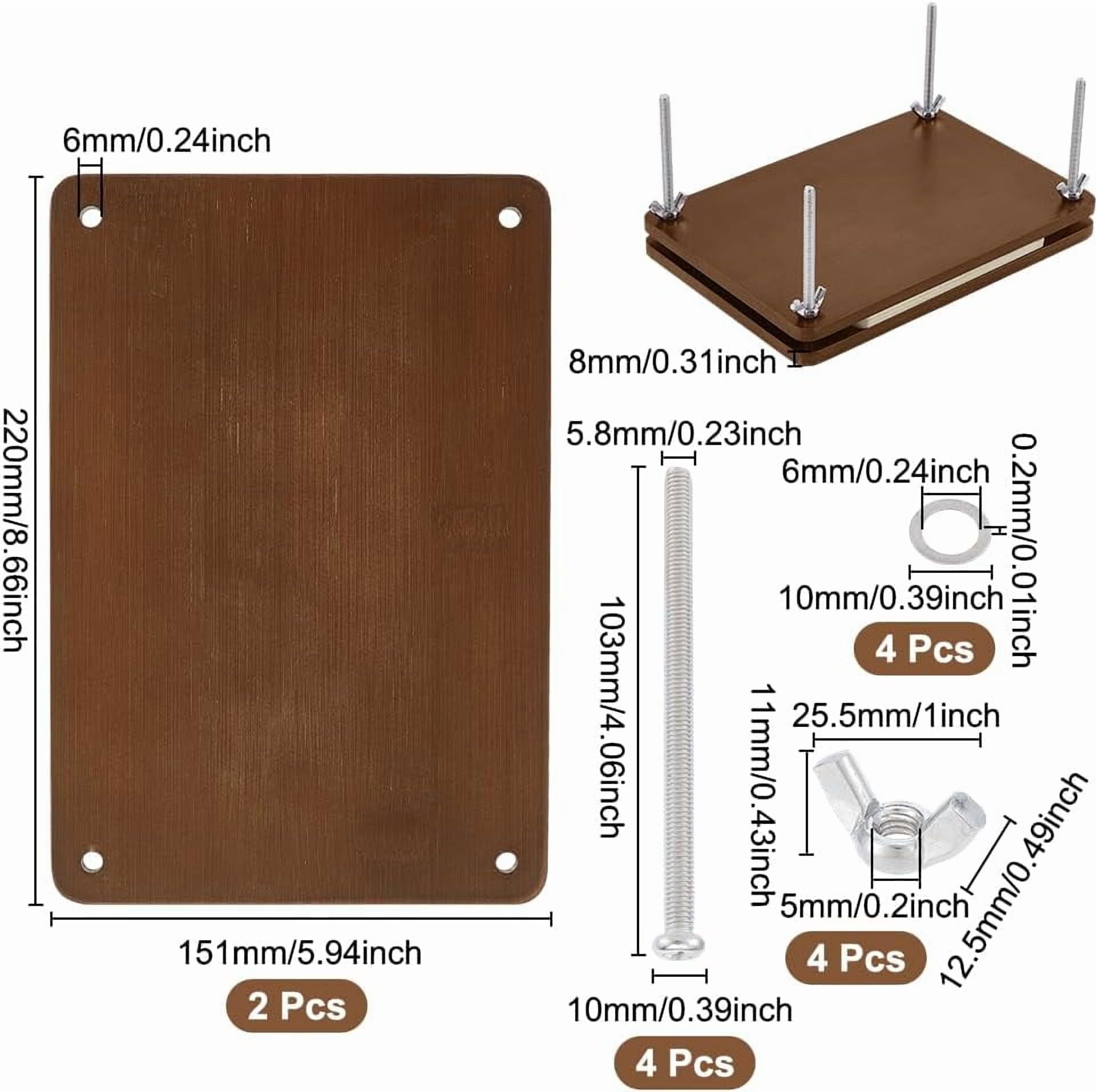 Wooden Book Press Bookbinding Brown Rectangle Bamboo Portable Book Press Bookbinding Tool Flat Paper Press Machine for Bookbinding Supplies DIY Handmade Paper Press 37.3x28.8x0.85cm Brown