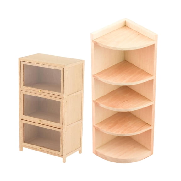 LeeQinersw 1:12 Dollhouse Furniture Miniature Wood Cabinet Decor Bookshelf Accessories